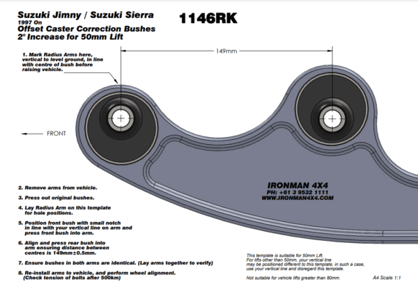 SUZUKI SIERRA SJ80 RUBBER CASTER CORRECTION – 2° OFFSET