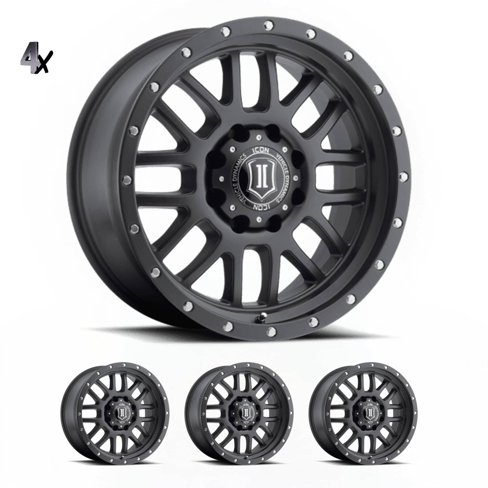 SILVERADO/SUBURBAN/SIERRA 1500 (17×8.50) 4x ALPHA BLACK WITH BLACK RING 6×5.5″ (0 OFFSET)