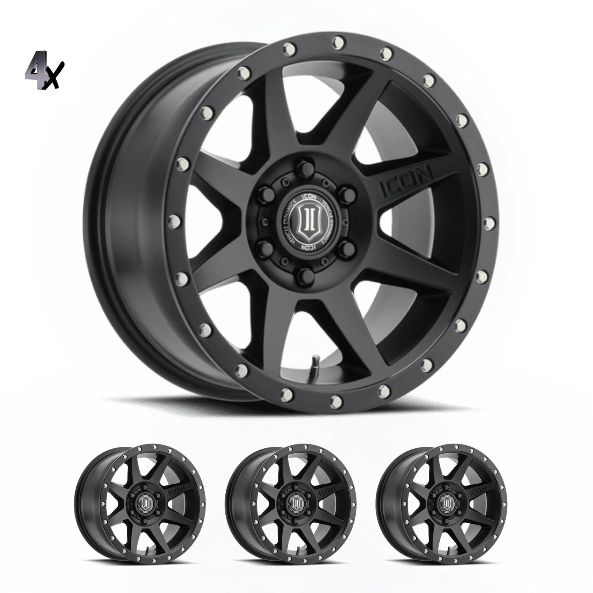 SILVERADO/SUBURBAN/SIERRA 1500 (17×8.50) 4x REBOUND SATIN BLACK 6×5.5″ (0 OFFSET)