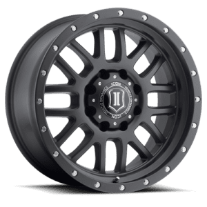 SILVERADO/SUBURBAN/SIERRA 1500 (17×8.50) 4x ALPHA BLACK WITH BLACK RING 6×5.5″ (0 OFFSET)