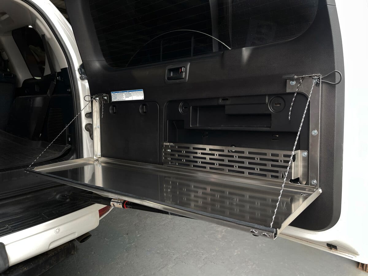 Prado150/GX460 Rear Door Drop Down Table and Cage [Natural Stainless]