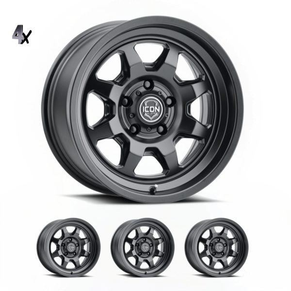 (17×8.5) 4x NUEVO SATIN BLACK 6×5.5 (0 OFFSET)