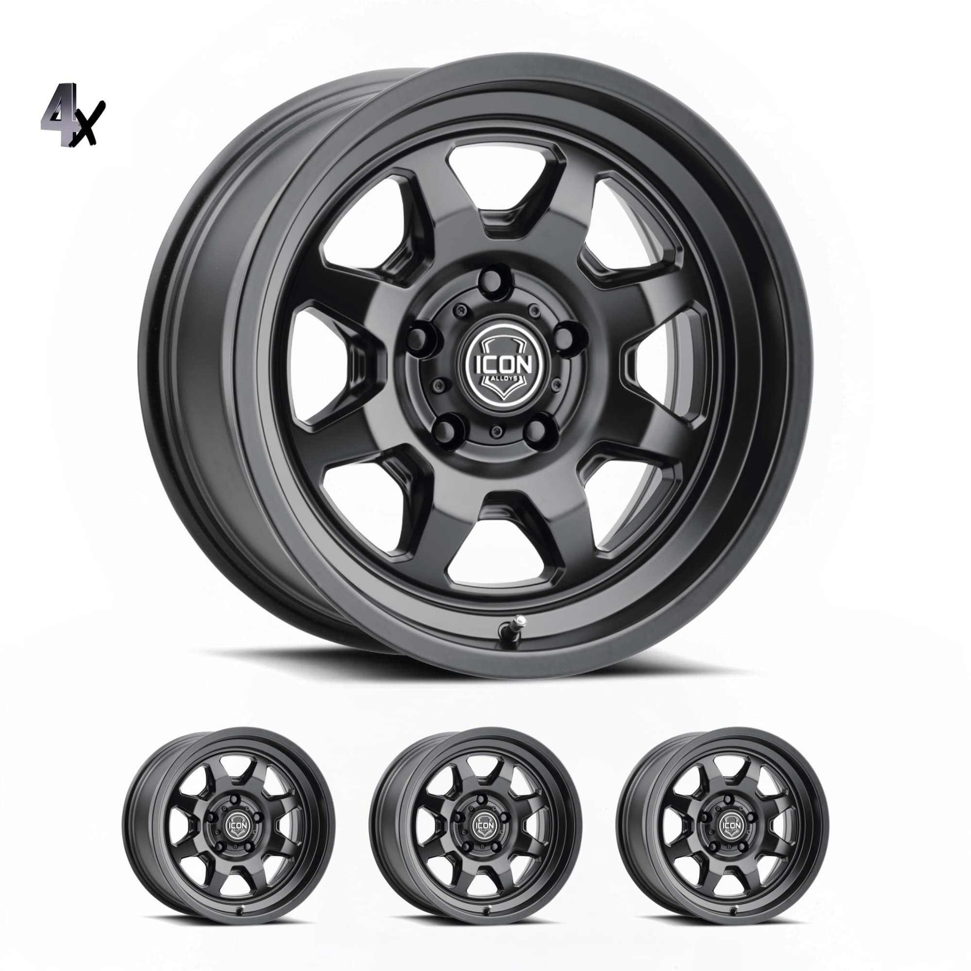 (17×8.5) 4x NUEVO SATIN BLACK 6×5.5 (0 OFFSET)