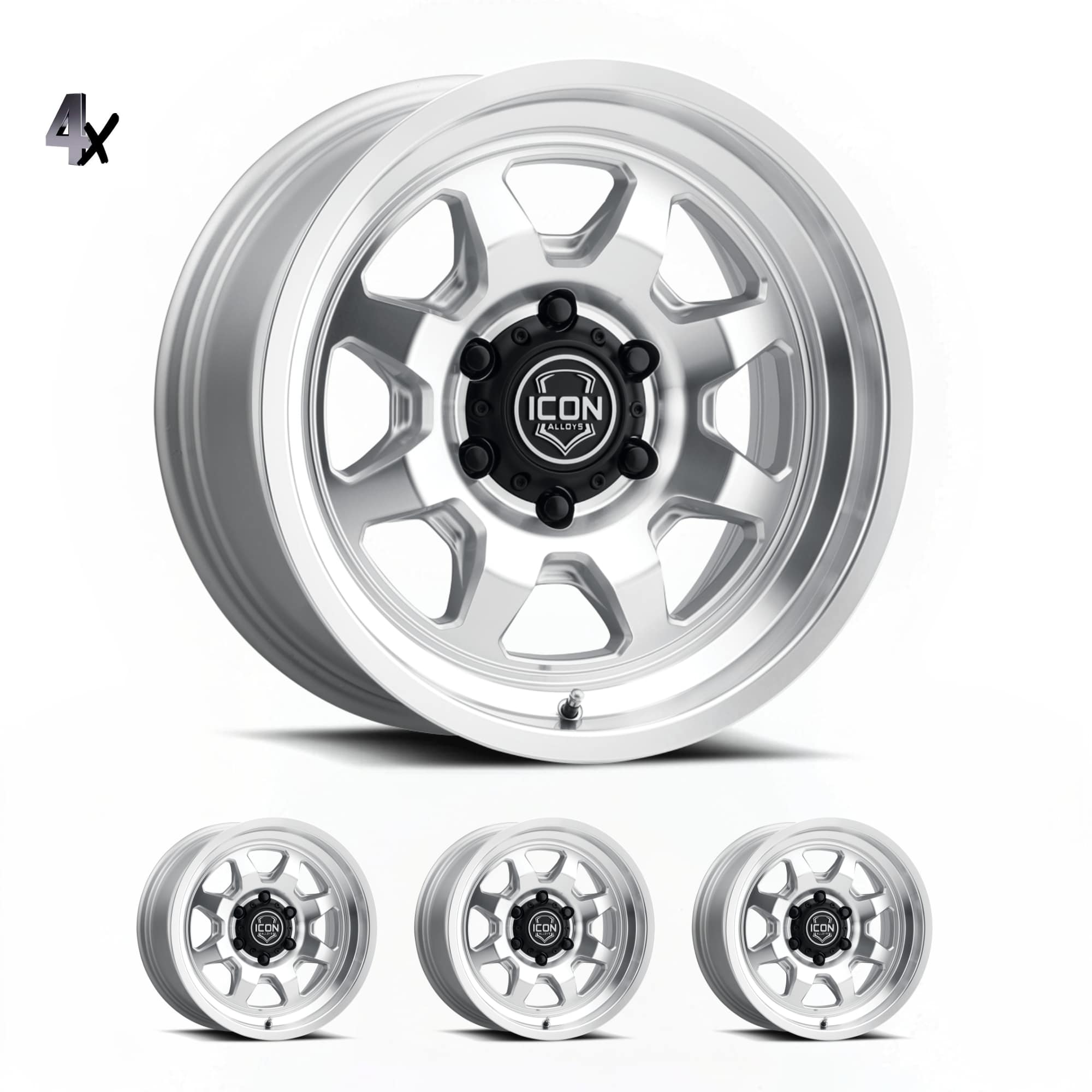 (17×8.5) 4x NUEVO SILVER MACHINED 6×5.5 (0 OFFSET)