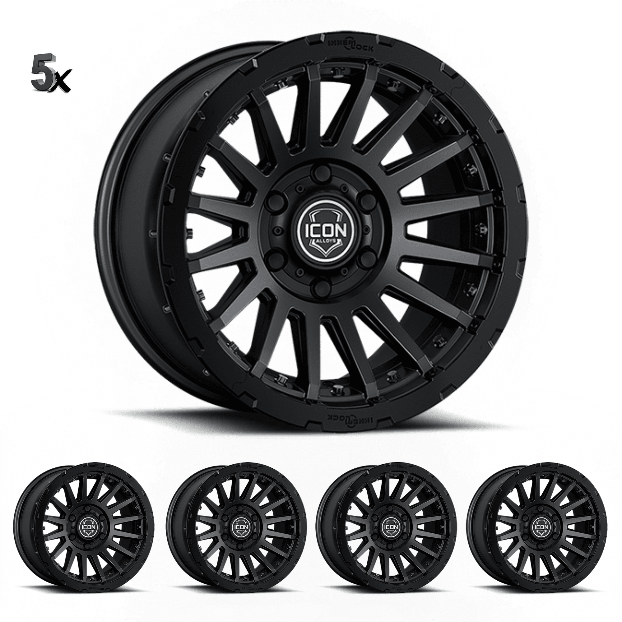 FJ/Prado/GX460/Hilux/Fortuner/4Runner/Pajero/Tacoma (17×8.5) 5x RECON PRO SATIN BLACK 6×5.5 +25 OFFSET