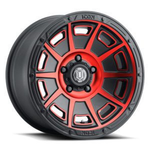 SILVERADO/SUBURBAN/SIERRA 1500 (17×8.50) 4x VICTORY SATIN BLACK WITH RED TINT 6×5.5″ (0 OFFSET)
